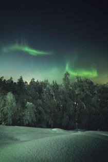 Midnight hour of dancing lights Rovaniemi Finland 