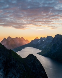 Midnight sun Lofoten Norway 