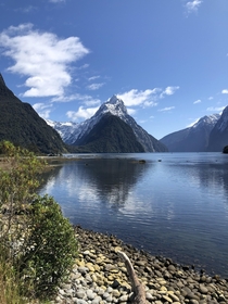 Milford Sounds New Zealand on a very sunny day 