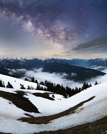 Milky Way above the Olympic Mountains Washington 