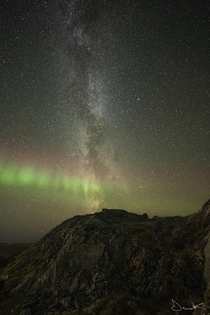 Milky Way and Northern Lights over Nunavut Canada 