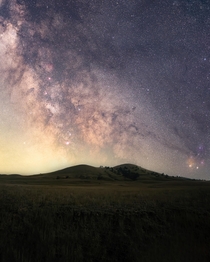 Milky Way Blazes over the Simple Landscape of North Dakota 