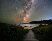 Milky Way core above a small beach at the South East Coast of Australia 