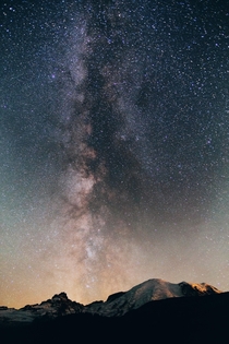 Milky Way Galaxy looming over Mt Rainier 