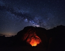 Milky Way over fire - Alabama Hills CA 