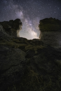 Milky Way over Mushroom Rocks in Rocky Mountain National Park 