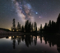 Milky Way over reflection in Stanislaus National Forest 