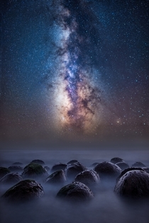 Milky Way over the Bowling Ball Beach in Northern California 