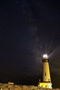 Milky way over the Pigeon Point Lighthouse right before the fog moved in Pescadero CA 