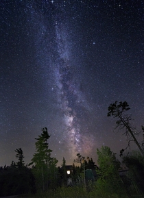 Milky Way rising over a cabin in Wilderness State Park Michigan 