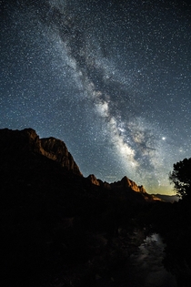 Milky Way rising over the Watchman of Zion 