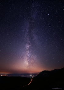 Milky Way rising up over Lake Tahoe out of the haze from the Washington fire this morning around am 