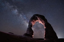 Milky Way through delicate arch -- 