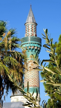 Minaret of the Yeil Green Mosque znik Turkey 