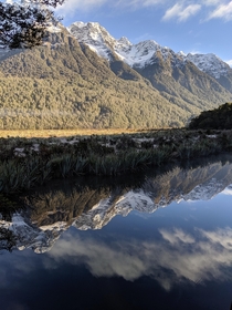 Mirror Lake in Fiordlands New Zealand 