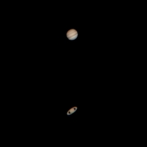 Months ago I captured Saturn and Jupiter the same night through my telescope with my phone