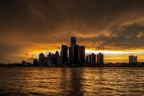 Moody skies over Detroit as a storm was coming in