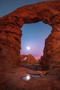 Moonlight Reflections at Arches National Park Utah 