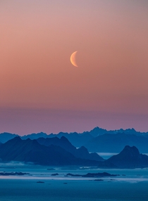 Moonrise over Lofoten Norway 