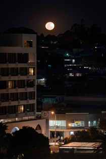Moonrise over the neighbourhood Brisbane Australia 