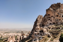 More than  years old mountain-castle People were still living in it  years ago Uchisar Castle Cappadocia Turkey 