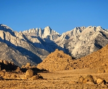 Morning light at Alabama Hills with Mt Whitney standing tall CA USA  x