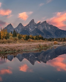 Morning reflections in Grand Teton National Park Wyoming 