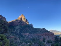 Morning sun on The Watchman in Zion National Park UT 
