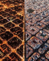 Morning vs Night BarcelonaSpain