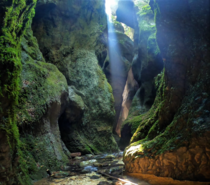 Mossy hallways of a beautiful canyon in northern Italy 
