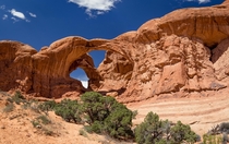 Mother Nature is strange and beautiful Double Arch in Arches National Park Utah 