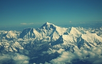 Mount Everest view above the clouds 