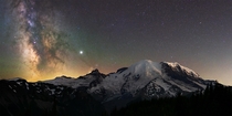 Mount Rainier looking incredible under the night sky OC  jackfusco