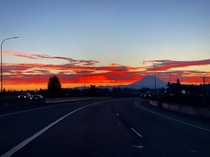 Mount Rainier on a fiery December morning