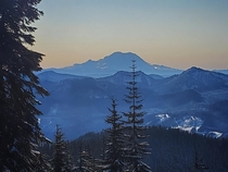 Mount Rainier taken atop the Cascades near Snoqualmie Pass 