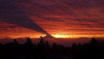 Mount Ranier Casting a Shadow in the Clouds 