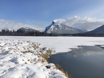 Mount Rundle in all its glory as seen from Vermillion lake 