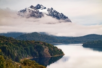 Mountain between clouds in Bariloche Argentina 