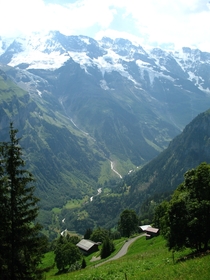 Mrren Switzerland - view from Niedenmatten road 