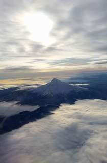 Mt Hood Oregon from the air Credit goes to a non-Redditor friend OC 