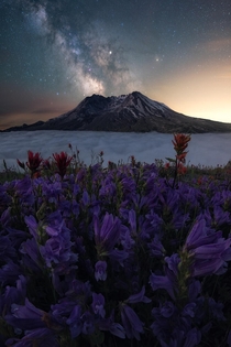 Mt St Helens under a clear night sky OC  rosssvhphoto
