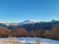 Mt St Helens with the moon 
