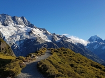 Mueller Glacier and Mount Cook in background New Zealand 