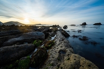 Mupe Ledges overlooked by the stunning coast of Dorset UK 