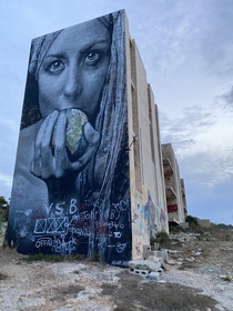 Mural painted on abandoned village