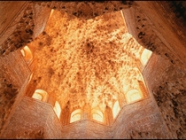 My Arch History Professors favorite work The Palace of the Lions at Alhambra Honey Comb Dome made of mocarabes in its interior closely resembling an organic form relating itself to nature When sun is filtered through the arches the dome looks distant simi