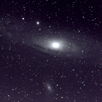 My first attempt at photographing the Andromeda Galaxy using a  Skywatcher telescope and Canon EOS D