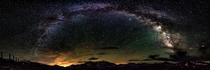 My first full Milky Way arch panorama Captured at Independence Pass in Colorado ft 