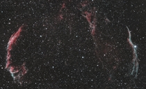 My  hour long exposure of the Veil Nebula taken from my front yard 