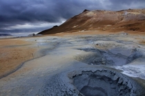 Namafjall under a dark grey sky - Iceland 